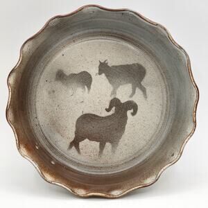 Norby Pottery Bowl 1986 Wildlife Rustic Handmade